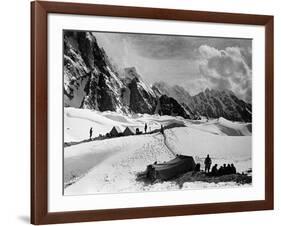 The Tents of the Hunza and of the Italian Alpinists of the Ascent of K2 at Concordia Camp-null-Framed Premium Giclee Print