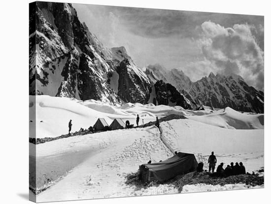 The Tents of the Hunza and of the Italian Alpinists of the Ascent of K2 at Concordia Camp-null-Stretched Canvas