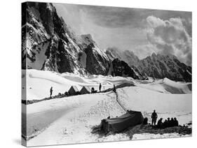 The Tents of the Hunza and of the Italian Alpinists of the Ascent of K2 at Concordia Camp-null-Stretched Canvas