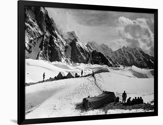 The Tents of the Hunza and of the Italian Alpinists of the Ascent of K2 at Concordia Camp-null-Framed Giclee Print