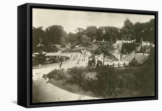 The Terrace and Fountain, Central Park, New York-null-Framed Stretched Canvas