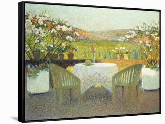 The Terrace in the Sun, La Terasse en Soleillee, 1920-Henri Martin-Framed Stretched Canvas