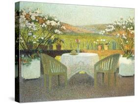 The Terrace in the Sun, La Terasse en Soleillee, 1920-Henri Martin-Stretched Canvas