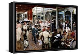 The Terrace of a Cafe, Mar Del Plata, Argentina, 1912-Eugenio Alvarez dumont-Framed Stretched Canvas