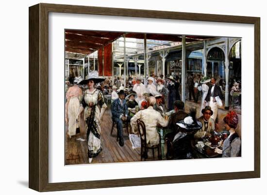 The Terrace of a Cafe, Mar Del Plata, Argentina, 1912-Eugenio Alvarez dumont-Framed Giclee Print