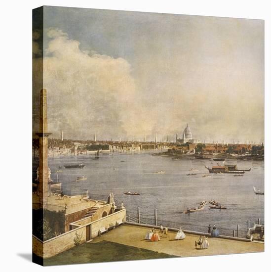 The Thames and the City of London from Richmond House, Whitehall, Westminster, C1747-Canaletto-Stretched Canvas