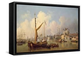 The Thames and the Tower of London Supposedly on the King's Birthday, 1771-Samuel Scott-Framed Stretched Canvas