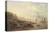 The Thames and Waterloo Bridge from Somerset House, C.1820-30-Frederick Nash-Stretched Canvas
