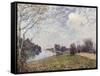 The Thames at Hampton Court, East Molesey-Alfred Sisley-Framed Stretched Canvas