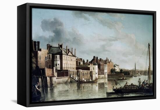 The Thames at Old Montagu House-Samuel Scott-Framed Stretched Canvas