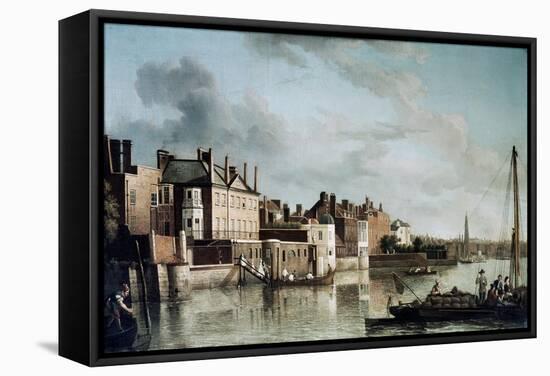 The Thames at Old Montagu House-Samuel Scott-Framed Stretched Canvas
