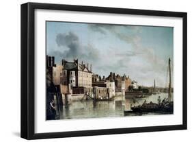 The Thames at Old Montagu House-Samuel Scott-Framed Giclee Print