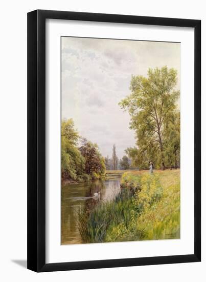 The Thames at Purley, 1884 (W/C on Paper)-William Bradley-Framed Giclee Print