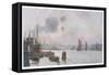 The Thames at Rotherhithe-Herbert Marshall-Framed Stretched Canvas