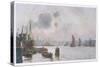 The Thames at Rotherhithe-Herbert Marshall-Stretched Canvas