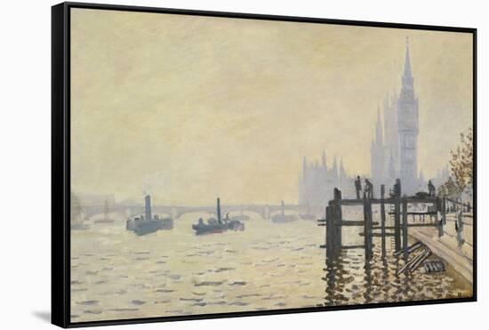 The Thames Below Westminster-Claude Monet-Framed Stretched Canvas