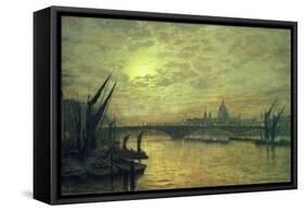 The Thames by Moonlight with Southwark Bridge, 1884-John Atkinson Grimshaw-Framed Stretched Canvas