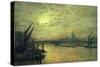 The Thames by Moonlight with Southwark Bridge, 1884-John Atkinson Grimshaw-Stretched Canvas