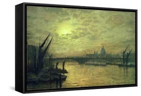 The Thames by Moonlight with Southwark Bridge, 1884-John Atkinson Grimshaw-Framed Stretched Canvas