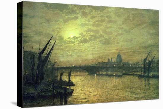 The Thames by Moonlight with Southwark Bridge, 1884-John Atkinson Grimshaw-Stretched Canvas