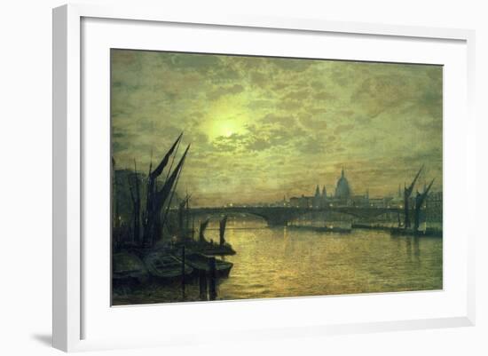 The Thames by Moonlight with Southwark Bridge, 1884-John Atkinson Grimshaw-Framed Giclee Print