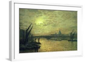 The Thames by Moonlight with Southwark Bridge, 1884-John Atkinson Grimshaw-Framed Giclee Print