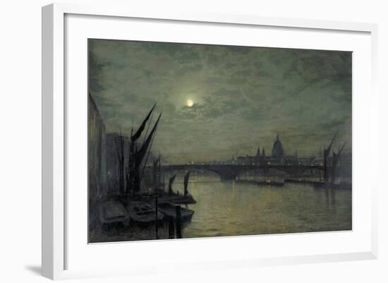 The Thames by Moonlight with Southwark Bridge, 1884-John Atkinson Grimshaw-Framed Giclee Print