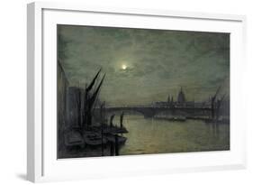 The Thames by Moonlight with Southwark Bridge, 1884-John Atkinson Grimshaw-Framed Giclee Print