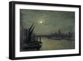 The Thames by Moonlight with Southwark Bridge, 1884-John Atkinson Grimshaw-Framed Giclee Print