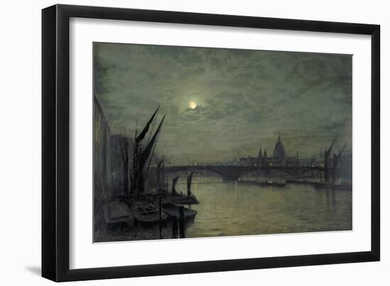 The Thames by Moonlight with Southwark Bridge, 1884-John Atkinson Grimshaw-Framed Giclee Print