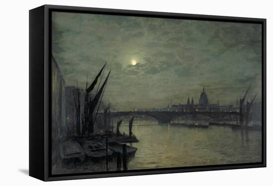 The Thames by Moonlight with Southwark Bridge, 1884-John Atkinson Grimshaw-Framed Stretched Canvas