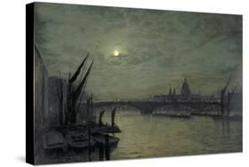 The Thames by Moonlight with Southwark Bridge, 1884-John Atkinson Grimshaw-Stretched Canvas