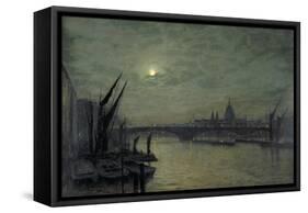 The Thames by Moonlight with Southwark Bridge, 1884-John Atkinson Grimshaw-Framed Stretched Canvas