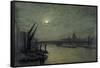 The Thames by Moonlight with Southwark Bridge, 1884-John Atkinson Grimshaw-Framed Stretched Canvas