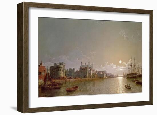 The Thames by Moonlight with Traitors' Gate and the Tower of London-Henry Pether-Framed Giclee Print