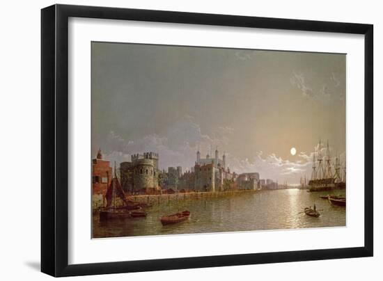 The Thames by Moonlight with Traitors' Gate and the Tower of London-Henry Pether-Framed Giclee Print