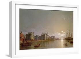 The Thames by Moonlight with Traitors' Gate and the Tower of London-Henry Pether-Framed Giclee Print