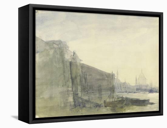 The Thames, Early Morning, Toward St. Paul'S, C.1849 (W/C with Graphite on Paper)-John William Inchbold-Framed Stretched Canvas