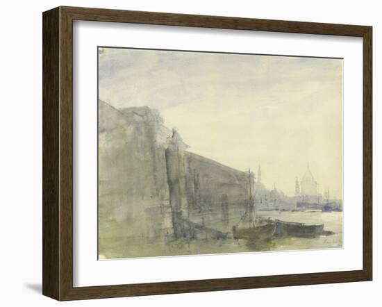 The Thames, Early Morning, Toward St. Paul'S, C.1849 (W/C with Graphite on Paper)-John William Inchbold-Framed Giclee Print