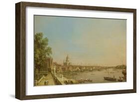 The Thames from the Terrace of Somerset House Looking Towards St. Paul's, c.1750-Canaletto-Framed Giclee Print