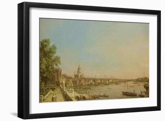 The Thames from the Terrace of Somerset House Looking Towards St. Paul's, c.1750-Canaletto-Framed Giclee Print