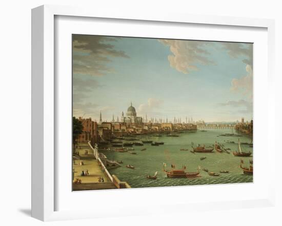 The Thames from the Terrace of Somerset House, Looking Towards the City, C.1745-Antonio Joli-Framed Giclee Print