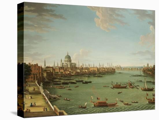 The Thames from the Terrace of Somerset House, Looking Towards the City, C.1745-Antonio Joli-Stretched Canvas