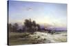 The Thames Frozen, Evening, Sonning, c.1852-George Williams-Stretched Canvas