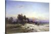 The Thames Frozen, Evening, Sonning, c.1852-George Williams-Stretched Canvas