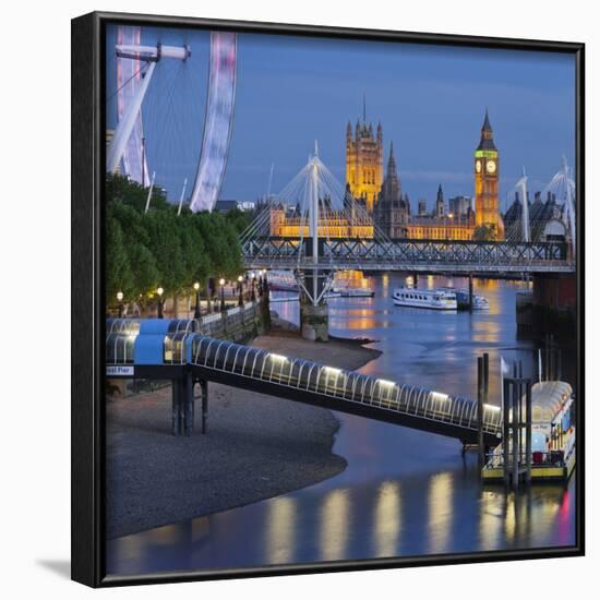 The Thames, Hungerford Bridge, Westminster Palace, London Eye, Big Ben-Rainer Mirau-Framed Photographic Print