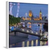 The Thames, Hungerford Bridge, Westminster Palace, London Eye, Big Ben-Rainer Mirau-Framed Photographic Print