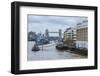 The Thames River, the HMS Belfast, a Royal Navy Light Cruiser, and the Tower Bridge-Massimo Borchi-Framed Photographic Print