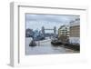 The Thames River, the HMS Belfast, a Royal Navy Light Cruiser, and the Tower Bridge-Massimo Borchi-Framed Photographic Print