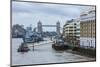 The Thames River, the HMS Belfast, a Royal Navy Light Cruiser, and the Tower Bridge-Massimo Borchi-Mounted Photographic Print